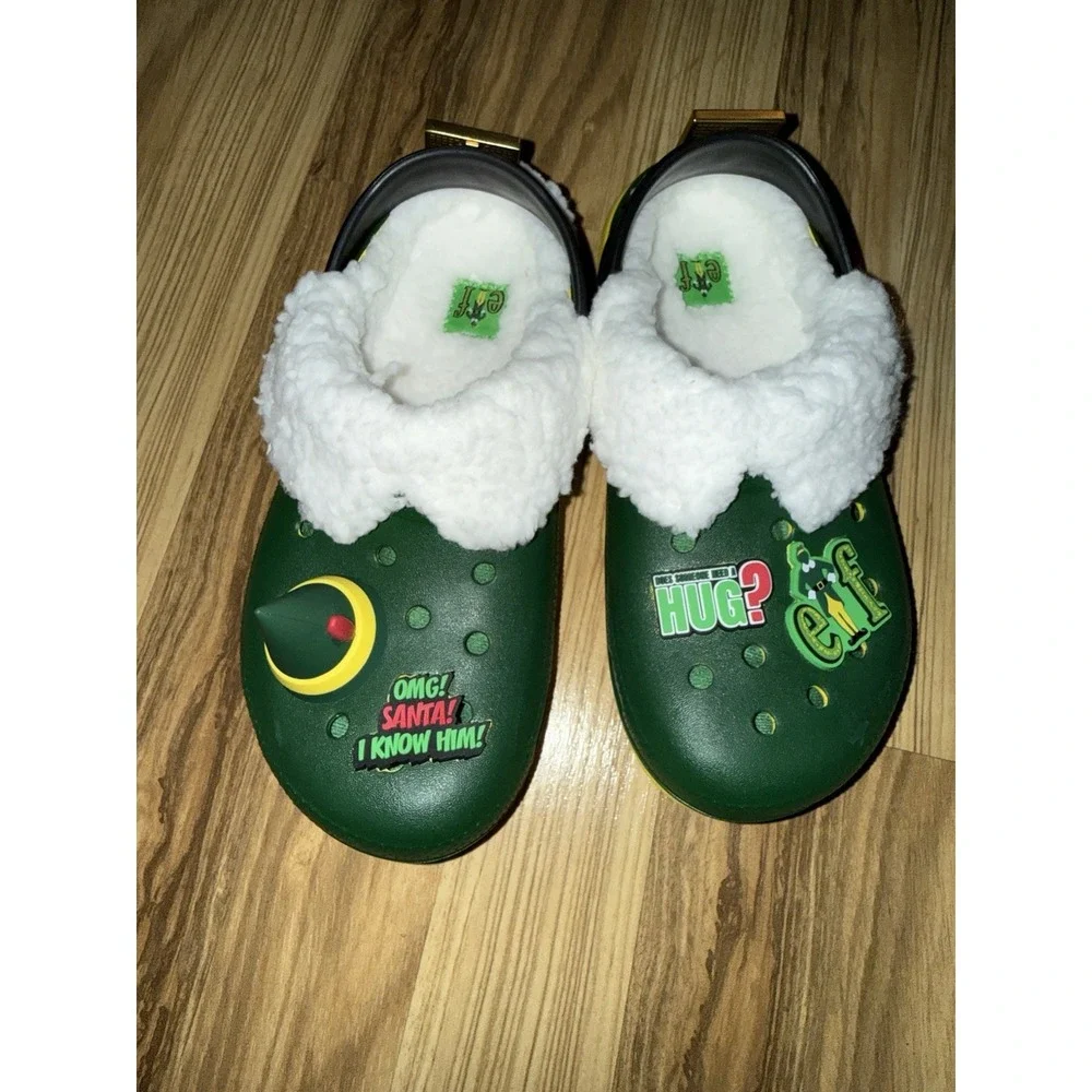 NEW‎ Buddy The Elf Crocs Boys J3 Lined Clog Christmas